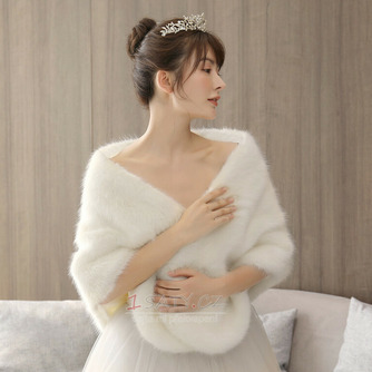 Imitace norek kožešinový šál svatební šaty polstrované teplý plášť kabátu - Strana 3