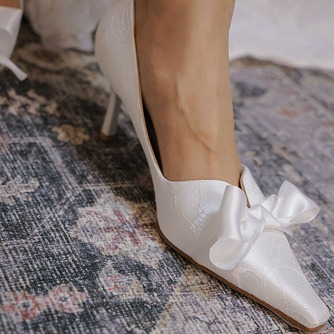 Špičaté jednoduché boty, bílé krajkové boty pro družičku, svatební svatební boty - Strana 3