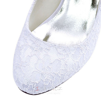 Bílé krajkové svatební boty na vysokém podpatku, kulaté špičky na vysokém podpatku, svatební boty pro družičku - Strana 4