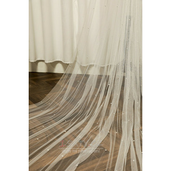 Svatební perlový závoj velký vlečný svatební závoj s hřebínkem do vlasů hladká příze o délce 3 metry - Strana 4