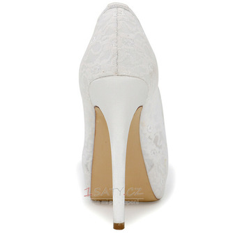 Krajkové svatební boty bílé vysoké podpatky sandály hostina boty svatební boty - Strana 4