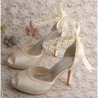 Svatební jehlové svatební boty s otevřenou špičkou sandály svatební velké velikosti družičky - Strana 2