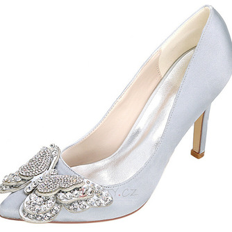 Drahokamu saténové svatební boty bílé svatební boty luk svatební boty - Strana 3