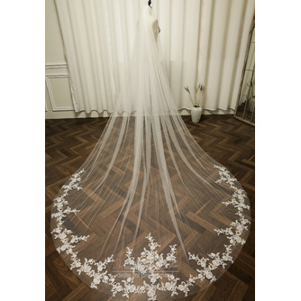 Svatební krajkový závoj s kovovým hřebínkem do vlasů Katedrála svatební doplňky závoj 350CM - Strana 3