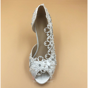 Saténové krajkové svatební boty s drahokamovými jehlovými svatebními botami ručně vyráběné svatební boty - Strana 2