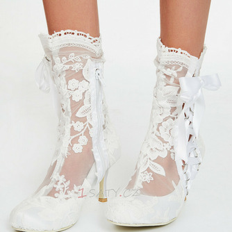 Módní dámské boty s dutými vysokými podpatky, bílé krajkové dámské boty, svatební dámské boty - Strana 1