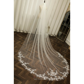 Svatební krajkový závoj s kovovým hřebínkem do vlasů Katedrála svatební doplňky závoj 350CM - Strana 1