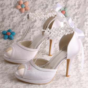 Svatební jehlové svatební boty s otevřenou špičkou sandály svatební velké velikosti družičky - Strana 3