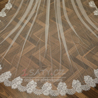 Svatební závoj Velký krajkový závoj s dlouhým úsekem Šifrovaný závoj ze slonové kosti - Strana 5