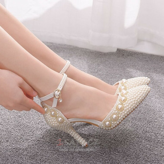 Sandály na vysokém podpatku korálkové kamínky sandály bílé svatební boty - Strana 6