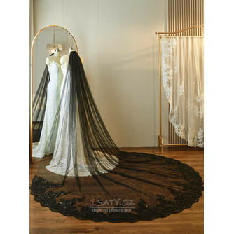 Svatební svatební černý závoj krajkový flitrový závoj 3 metry dlouhý svatební závoj - Strana 2