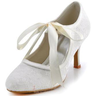 Bílé krajkové krajkové svatební boty a vysoké podpatky vysoké podpatky pro družičku - Strana 1