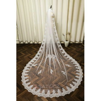 Jednovrstvé krajkové závojové svatební doplňky svatební závoj z bílé slonoviny s kovovým hřebenem do vlasů - Strana 2