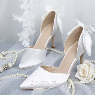 Bílé svatební boty saténové svatební boty vysoké podpatky podzimní a zimní modely - Strana 1