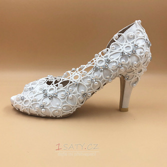 Saténové krajkové svatební boty s drahokamovými jehlovými svatebními botami ručně vyráběné svatební boty - Strana 4