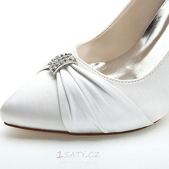 Ženské špičaté svatební boty módní vysoký podpatek drahokamu saténové boty - Strana 11