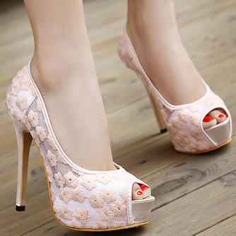 Krajkové svatební boty bílé vysoké podpatky sandály hostina boty svatební boty - Strana 8