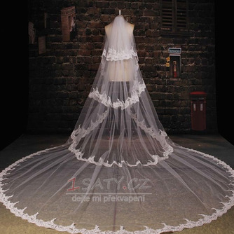 Svatební závoj Multi Layered Ceremonial Cold Lace Long Tissue Lace - Strana 2