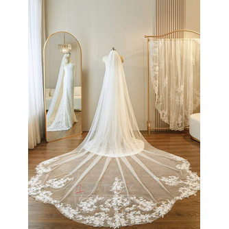 Bílá slonová kost vintage krajkový závoj kostelní svatební závoj luxusní zadní závoj - Strana 1