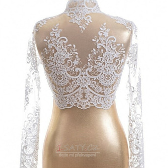 Svatební krajková bunda s krátkým rukávem Lace Jacket Bridal Coat - Strana 2