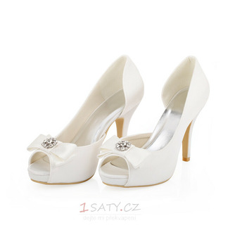 Bílé svatební vysoké podpatky saténové hedvábné svatební boty jehlové boty pro ženy - Strana 1