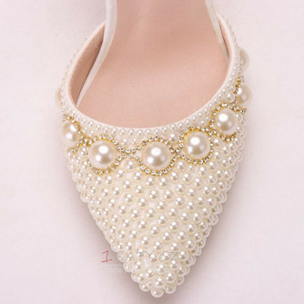 Sandály na vysokém podpatku korálkové kamínky sandály bílé svatební boty - Strana 7