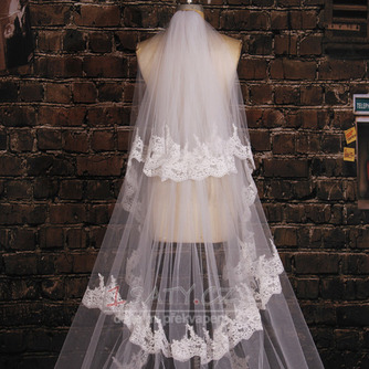 Svatební závoj Multi Layered Ceremonial Cold Lace Long Tissue Lace - Strana 4