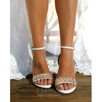 Velké sandály na vysokém podpatku, saténové a drahokamové dámské svatební boty na vysokém podpatku - Strana 5
