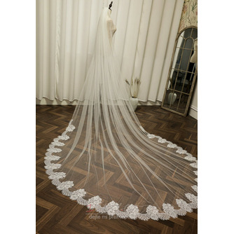 Svatební závoj Velký krajkový závoj s dlouhým úsekem Šifrovaný závoj ze slonové kosti - Strana 2