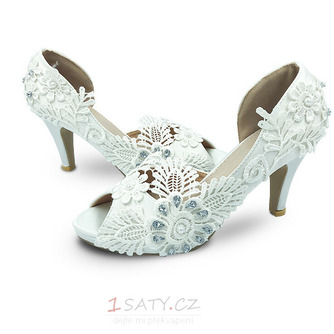Saténové velké svatební boty krajky květ vysoké podpatky svatební boty družička boty - Strana 1