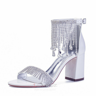 Nové drahokamové dámské sandály se silnými podpatky, banketové svatební sandály - Strana 1