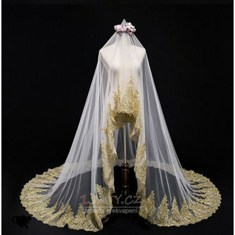 3M Golden Lace Veil Cathedral Svatební závoj svatební závoj svatební doplňky - Strana 3