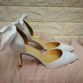 Bílé svatební boty saténové svatební boty vysoké podpatky podzimní a zimní modely - Strana 4