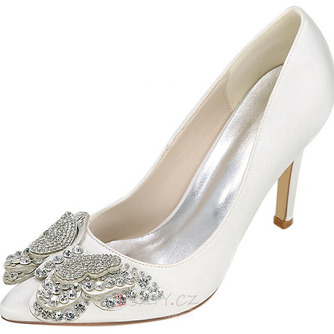 Drahokamu saténové svatební boty bílé svatební boty luk svatební boty - Strana 1