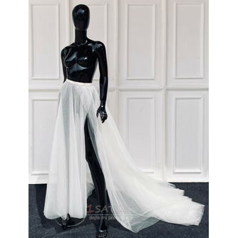 Odnímatelná svatební sukně Dlouhá tylová sukně s rozparkovanou tylovou sukní s vlečkou - Strana 3