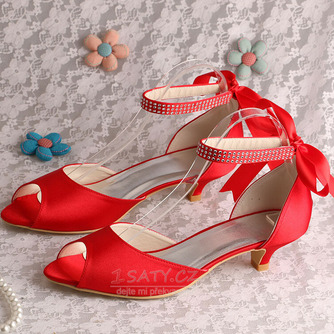 Drahokamová stuha svatební boty rybí ústa banket dámské boty červené boty pro družičku - Strana 5