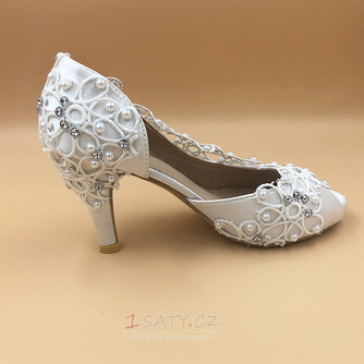 Saténové krajkové svatební boty s drahokamovými jehlovými svatebními botami ručně vyráběné svatební boty - Strana 3