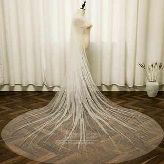 Svatební perlový závoj velký vlečný svatební závoj s hřebínkem do vlasů hladká příze o délce 3 metry - Strana 2