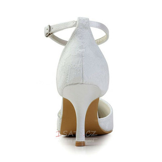 Bílé krajkové svatební boty svatební boty s kamínky dámské jehlové drahokamové boty pro družičku - Strana 4