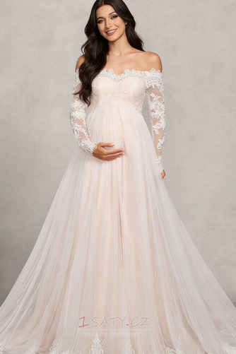 Dlouhý rukáv Dlouho Rosný rameno Jemná síťovina Svatební šaty - Strana 1