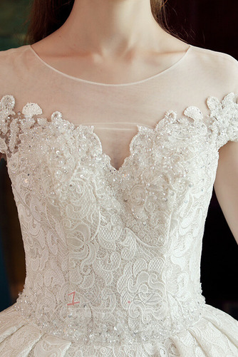 Zimní Šperk Přirozeného pasu Elegantní Krátké rukávy Svatební šaty - Strana 5
