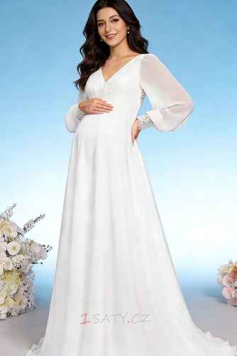 Dlouhá Zahrada Elegantní Říše pasu Dlouhý rukáv Svatební šaty - Strana 3