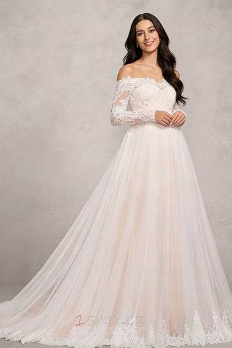 Dlouhý rukáv Dlouho Rosný rameno Jemná síťovina Svatební šaty - Strana 2