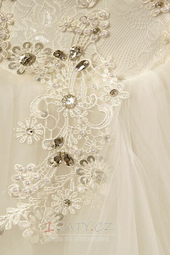 Princezna Formální Délka podlahy Perla Vysoká krk Svatební šaty - Strana 4