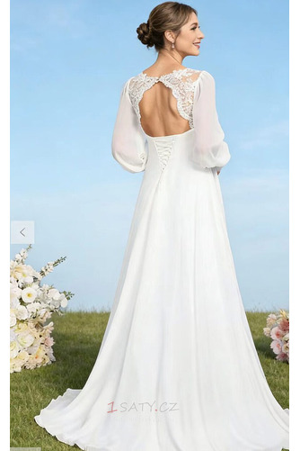 Dlouhá Zahrada Elegantní Říše pasu Dlouhý rukáv Svatební šaty - Strana 4