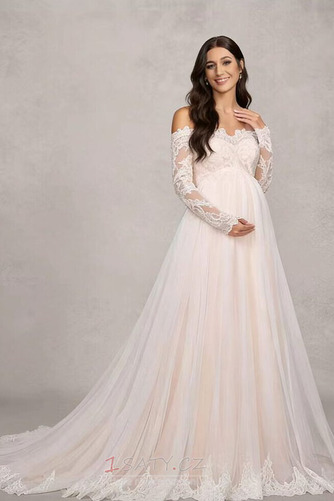 Dlouhý rukáv Dlouho Rosný rameno Jemná síťovina Svatební šaty - Strana 3