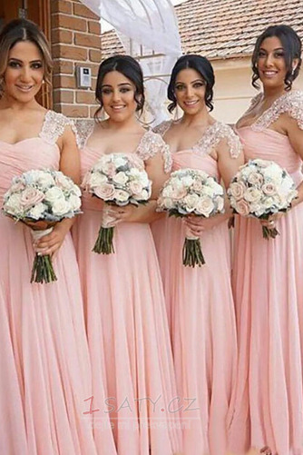 Šifón Elegantní Jaro Aplikací Střední Víčko Krátký rukáv Družička Šaty - Strana 2