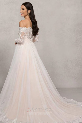 Dlouhý rukáv Dlouho Rosný rameno Jemná síťovina Svatební šaty - Strana 4