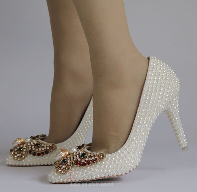 9CM pearl bow vysoké podpatky jehlové boty boty na boty party