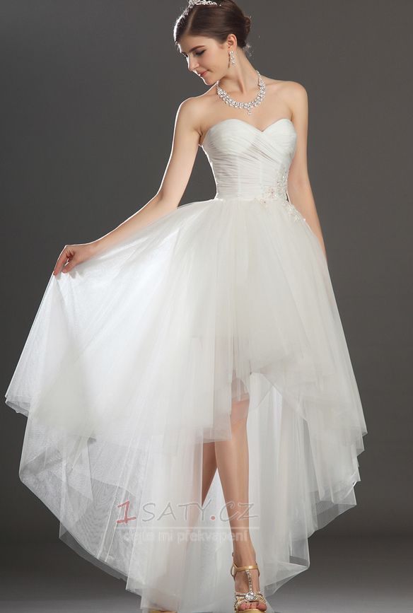 Asymetrické Bílá Vysoká nízká Přírodní pas Romantický Svatební šaty